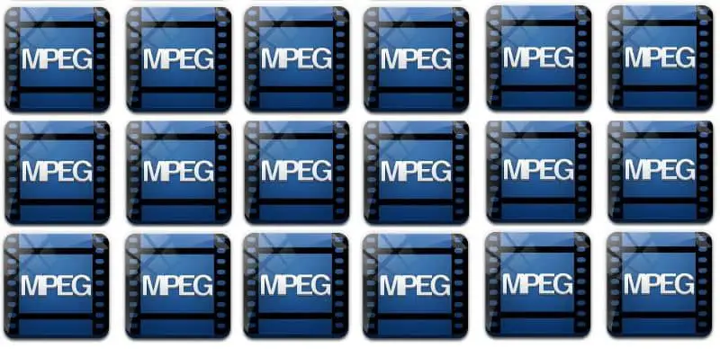 molte icone MPEG colorate di blu
