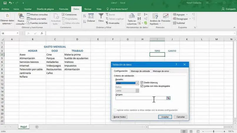 Casella delle opzioni di Excel