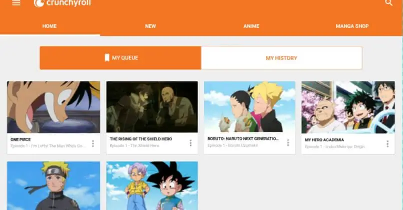 homepage di crunchyroll anime