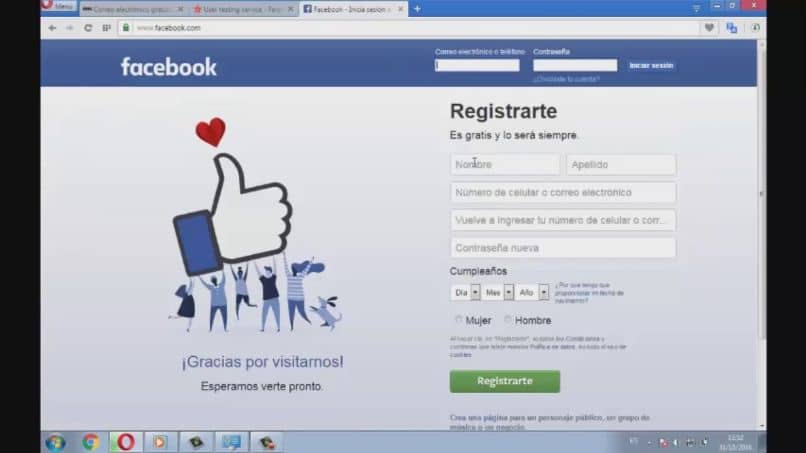 crea un account facebook