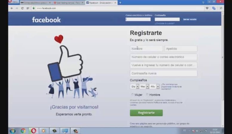 crea un account facebook