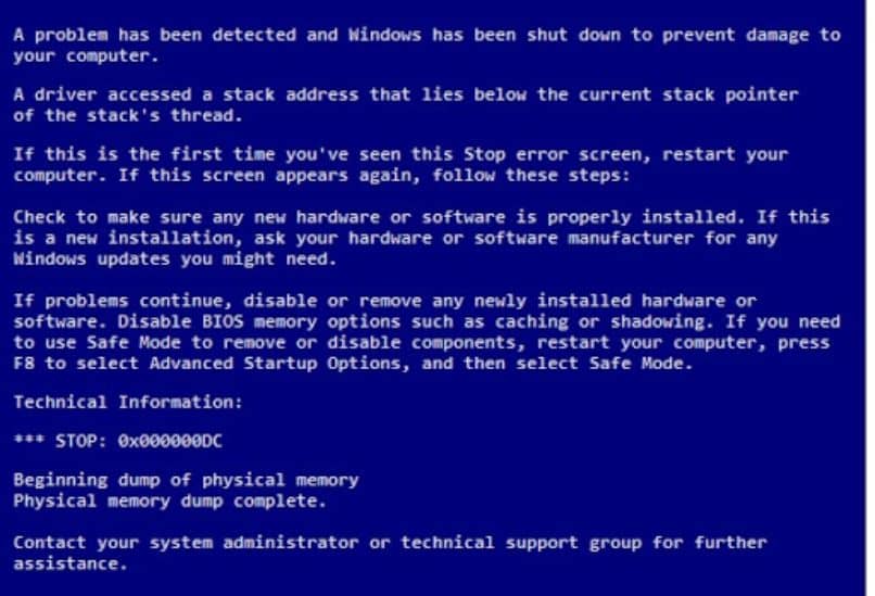 Windows 10 errore schermata blu