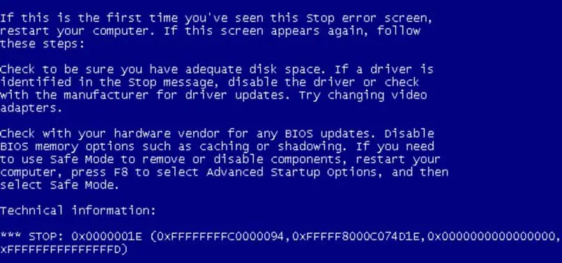 PC Windows con schermo blu