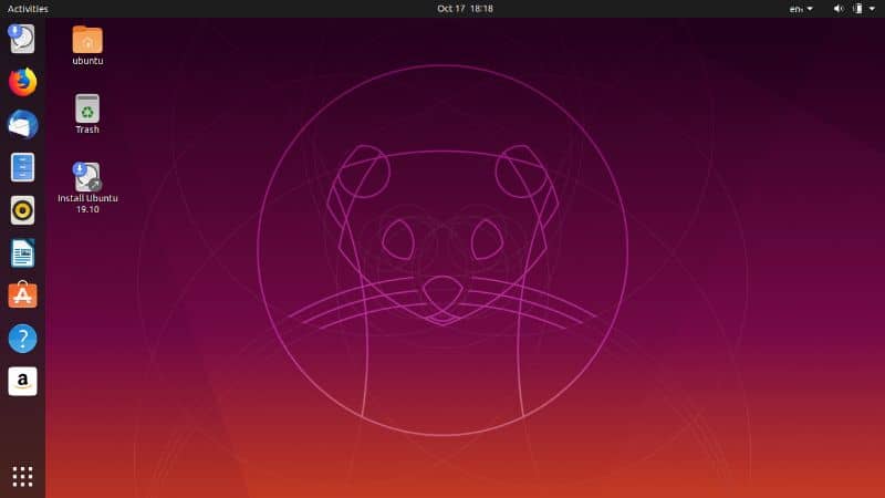 schermo desktop ubuntu e sfondo sfumato