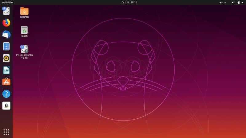 Schermata principale del desktop di Ubuntu con sfondo predefinito