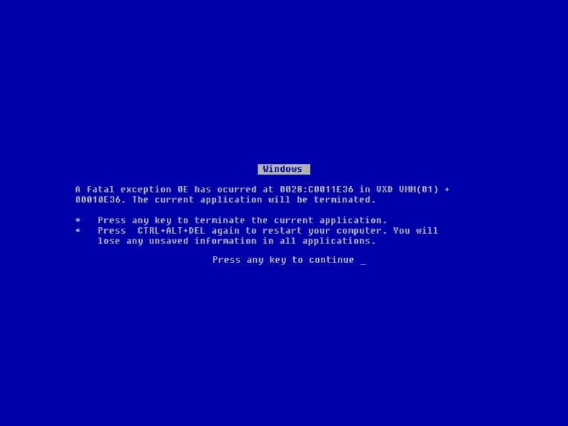 Schermata blu di Windows 10