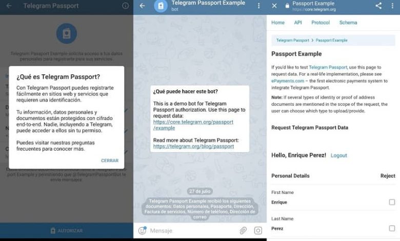 schermo del telegramma del passaporto