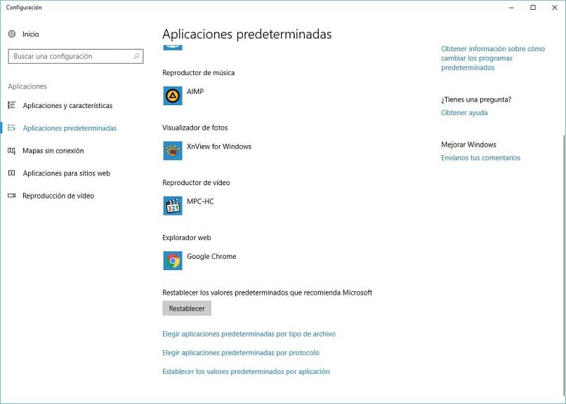 Menu di configurazione Windows 10