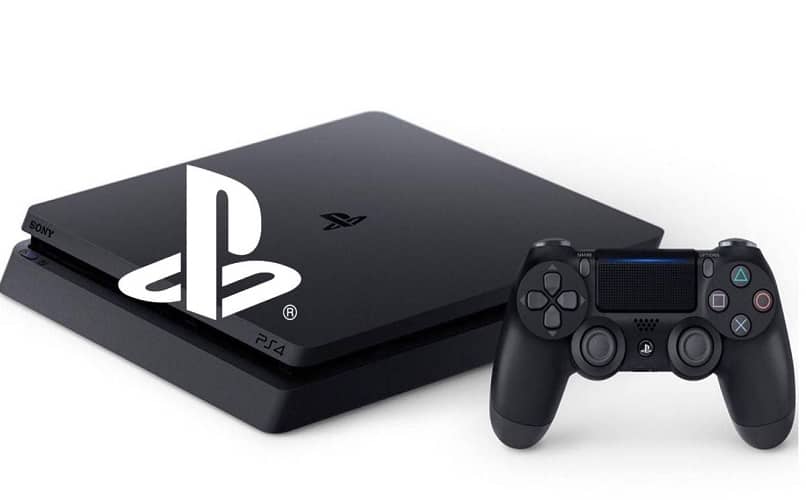 console e controller con logo ps4