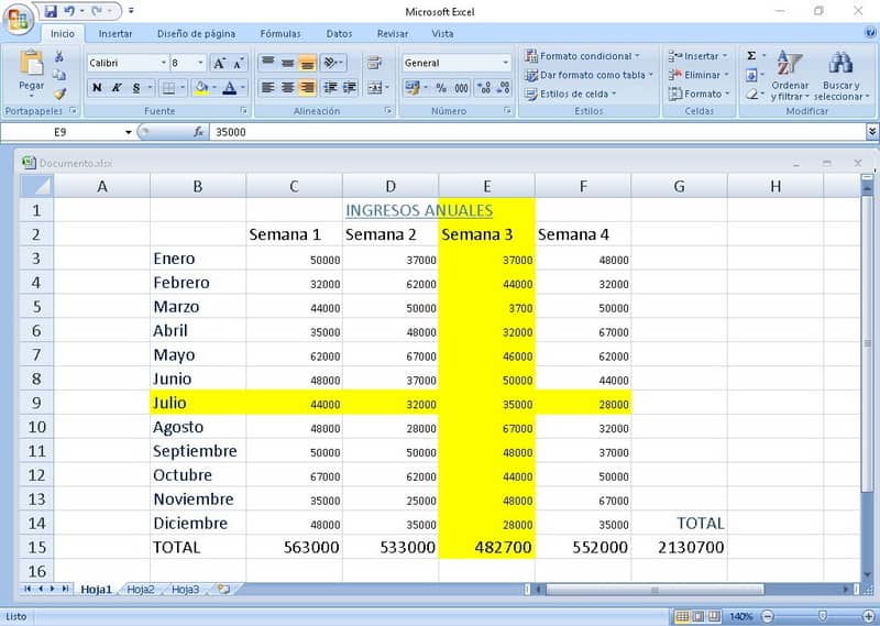 Evidenzia colonna riga Excel
