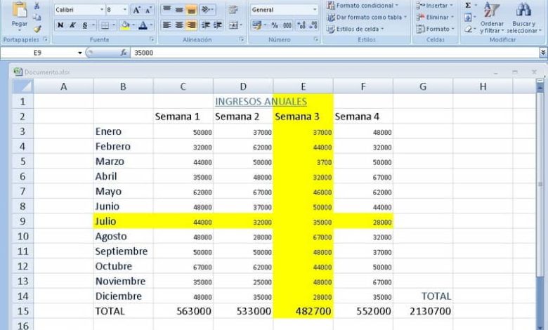 Evidenzia colonna riga Excel
