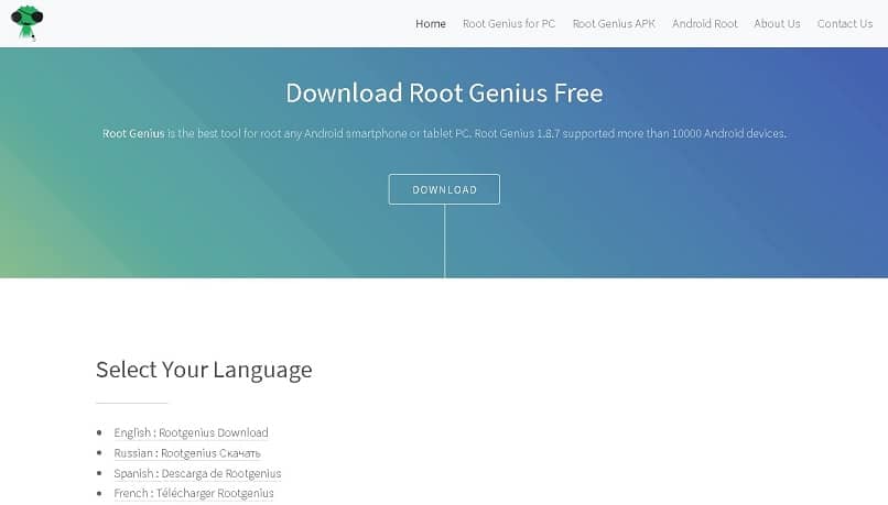 pagina ufficiale dell'applicazione root genius per Android