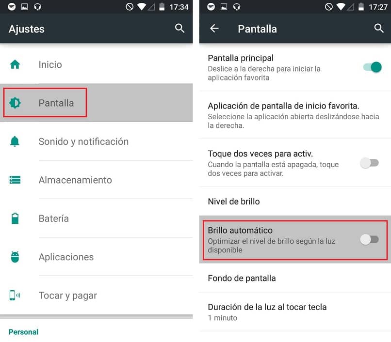 schermo di doratura del sistema Android