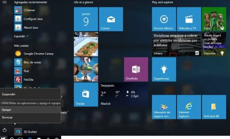 sistema in Windows 10