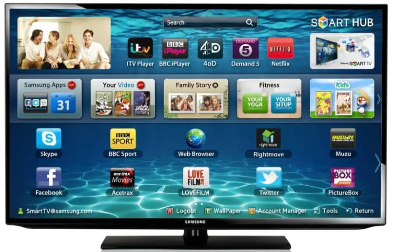 smart tv con menu delle applicazioni