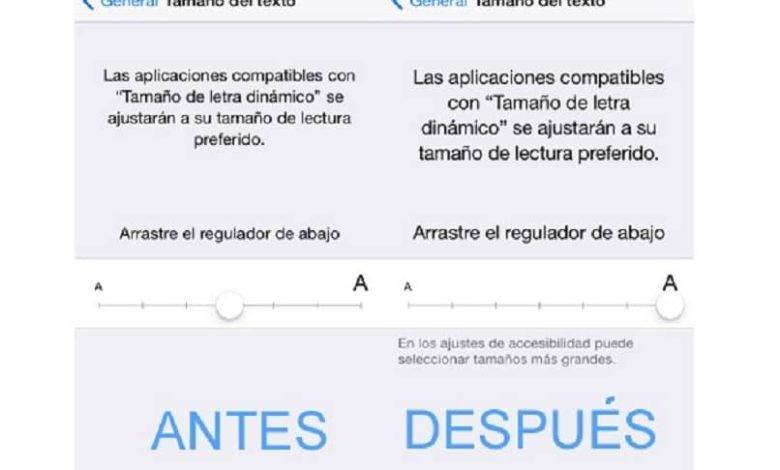 dimensione della lettera regolabile su iphone