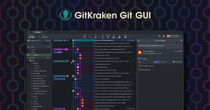Finestra del PC Gitkraken con sfondo nero