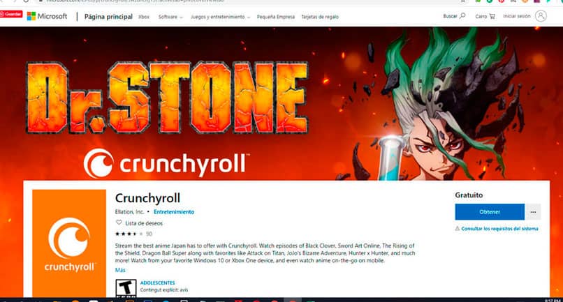 visualizza il contenuto di Crunchyroll