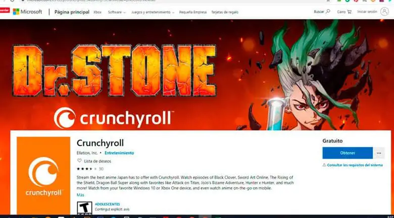 visualizza il contenuto di Crunchyroll