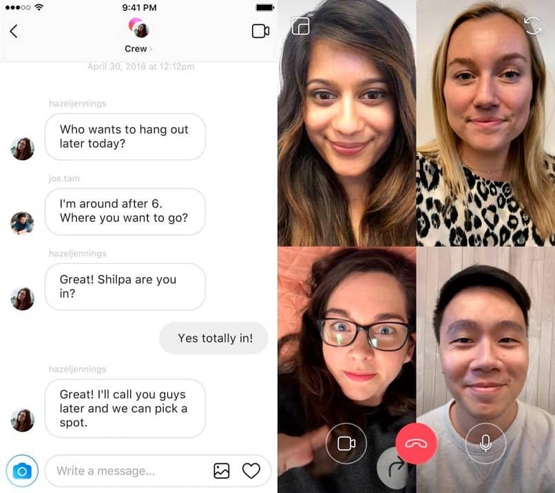 persone in videochiamate di gruppo su Instagram