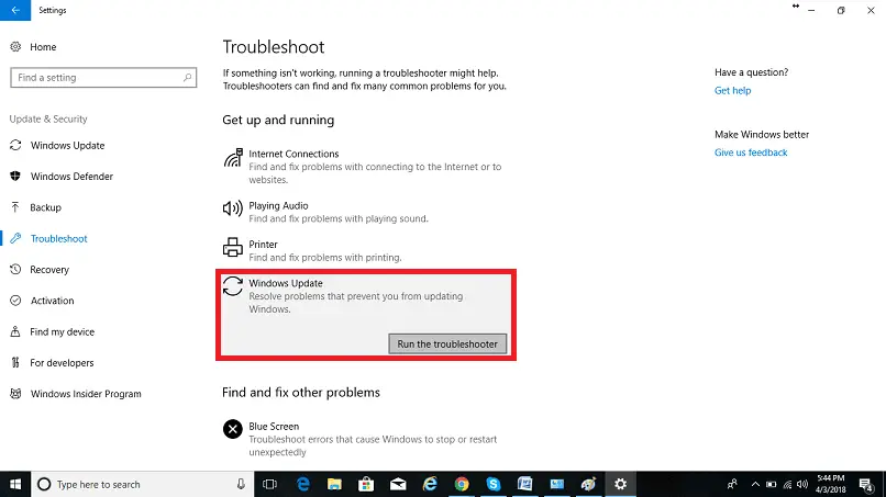 risoluzione dei problemi di posizione di aggiornamento di Windows