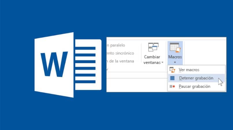 logo Microsoft Word crea macro sfondo blu