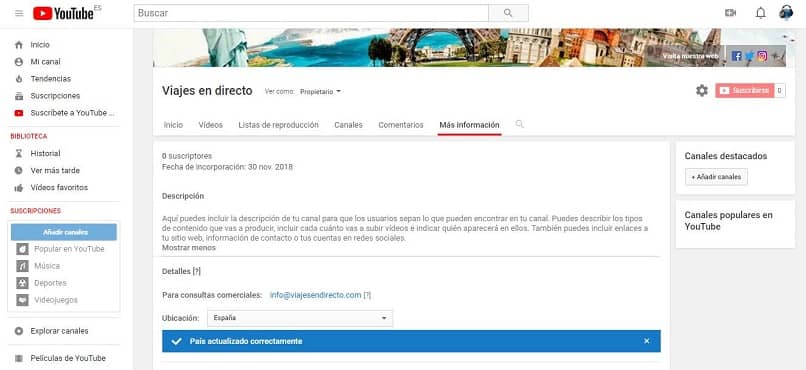 Gestione dell'account YouTube