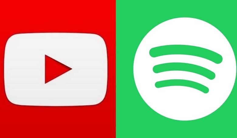 due schermi simboli youtube spotify