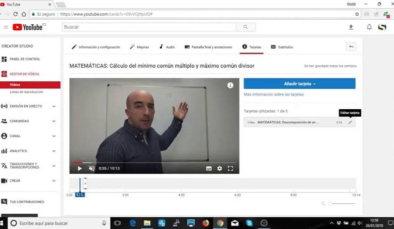 schede di editing video di YouTube