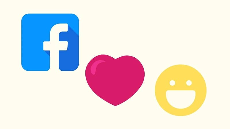 Emoji logo Facebook cuore ed emoji faccia felice gialla