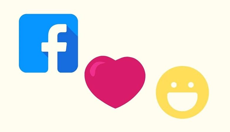 Emoji logo Facebook cuore ed emoji faccia felice gialla